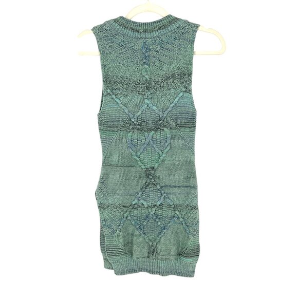 Pilcro Green Blue Sleeveless Knit Crewneck Sweater Side Slit Size XXS - Picture 6 of 8